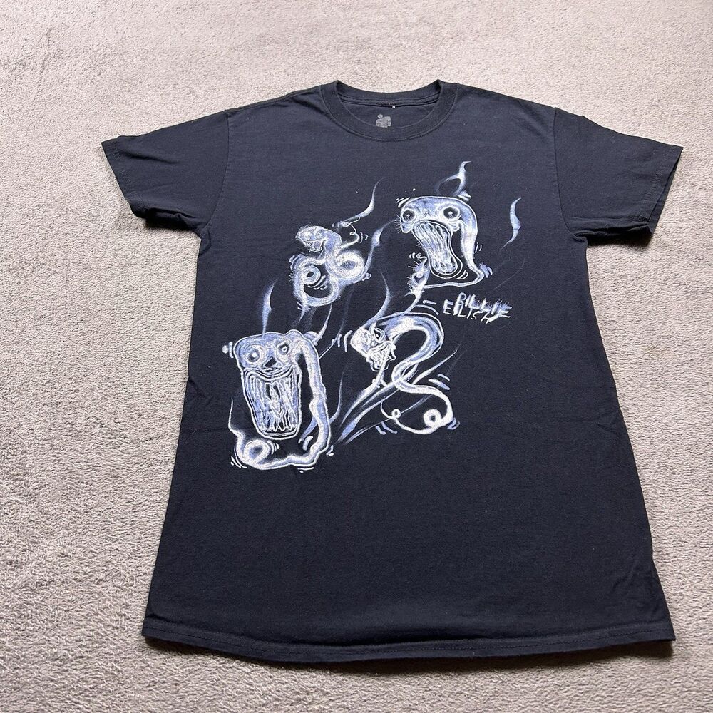 Billie Eilish Graphic T-Shirt Unisex S Black Spooky Ghost Grunge Alt Streetwear